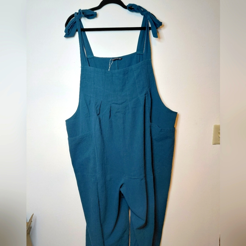 BloomChic Teal Tie-Strap Jumpsuit Overalls – Size 4X